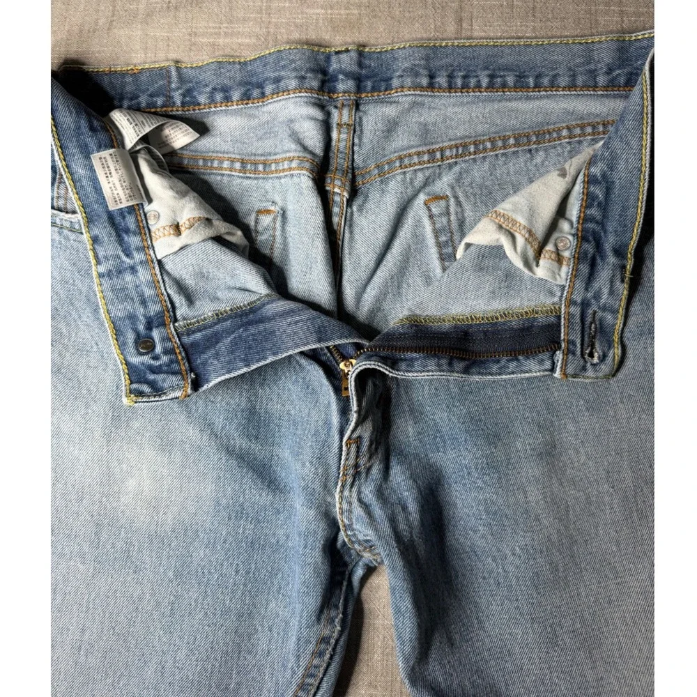 Levis 505 Regular Fit Mens Jeans 36x34 Light Wash Blue Straight Leg 00505-4891